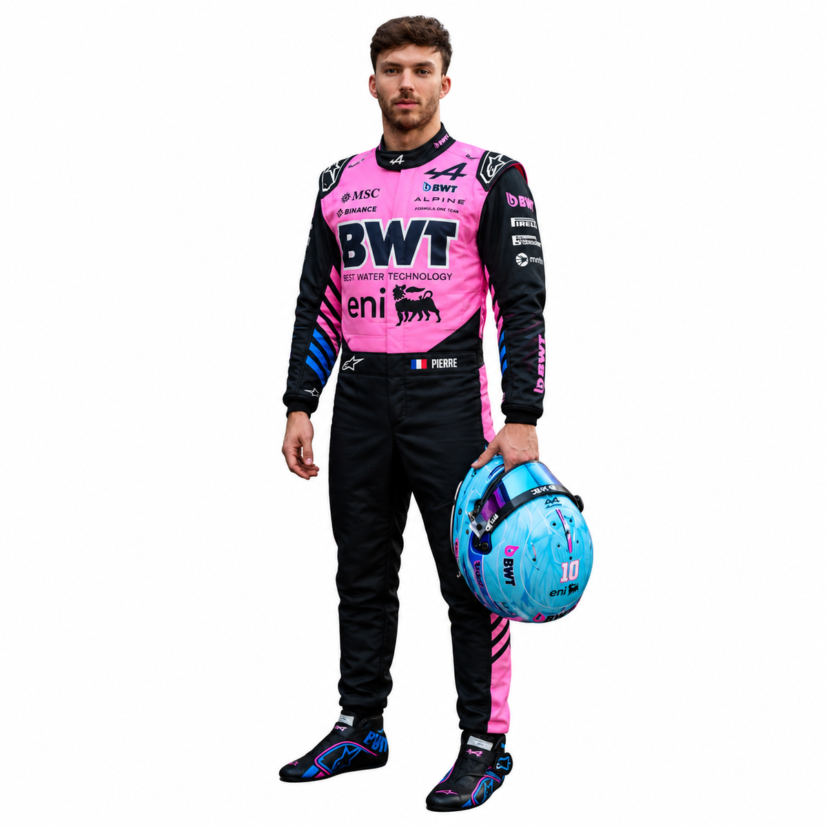 2026 Alpine Pierre Gasly F1 Racing Suit – Pink and Black BWT Formula 1 Replica Race Suit with Sponsor Logos