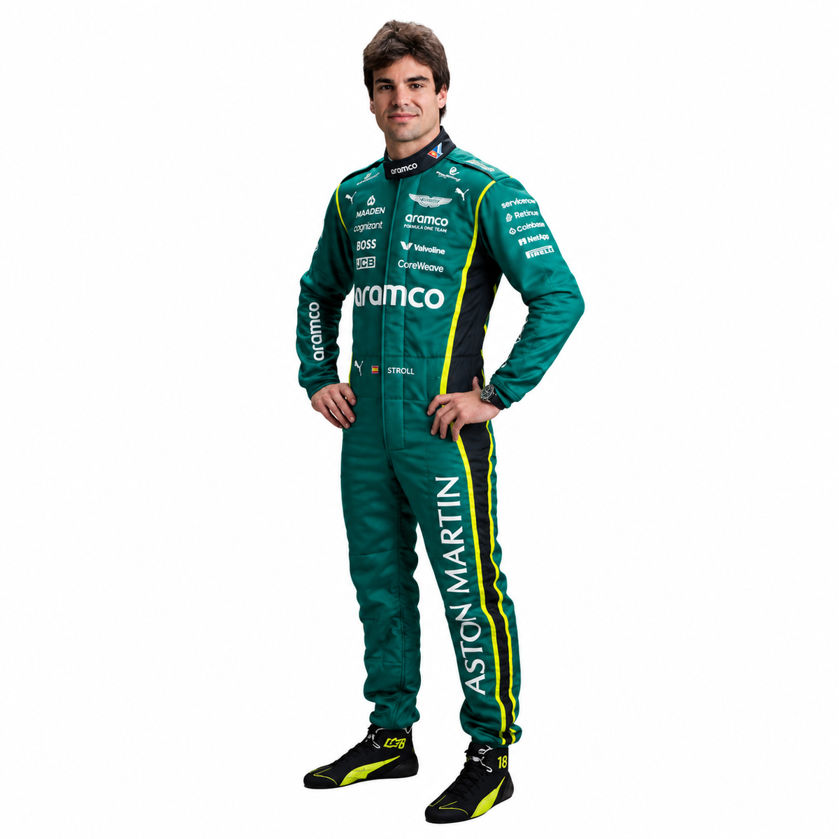 2026 Aston Martin Lance Stroll F1 Racing Suit New Edition – Green Formula 1 Replica Race Suit with Sponsor Logos