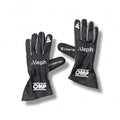 2026 Audi F1 Racing Gloves with white branding and trim, including OMP, Aleph, and Libertex, displayed on a clean white background.