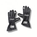 2026 Audi F1 Racing Gloves with white branding and trim, including OMP, Aleph, and Libertex, displayed on a clean white background.