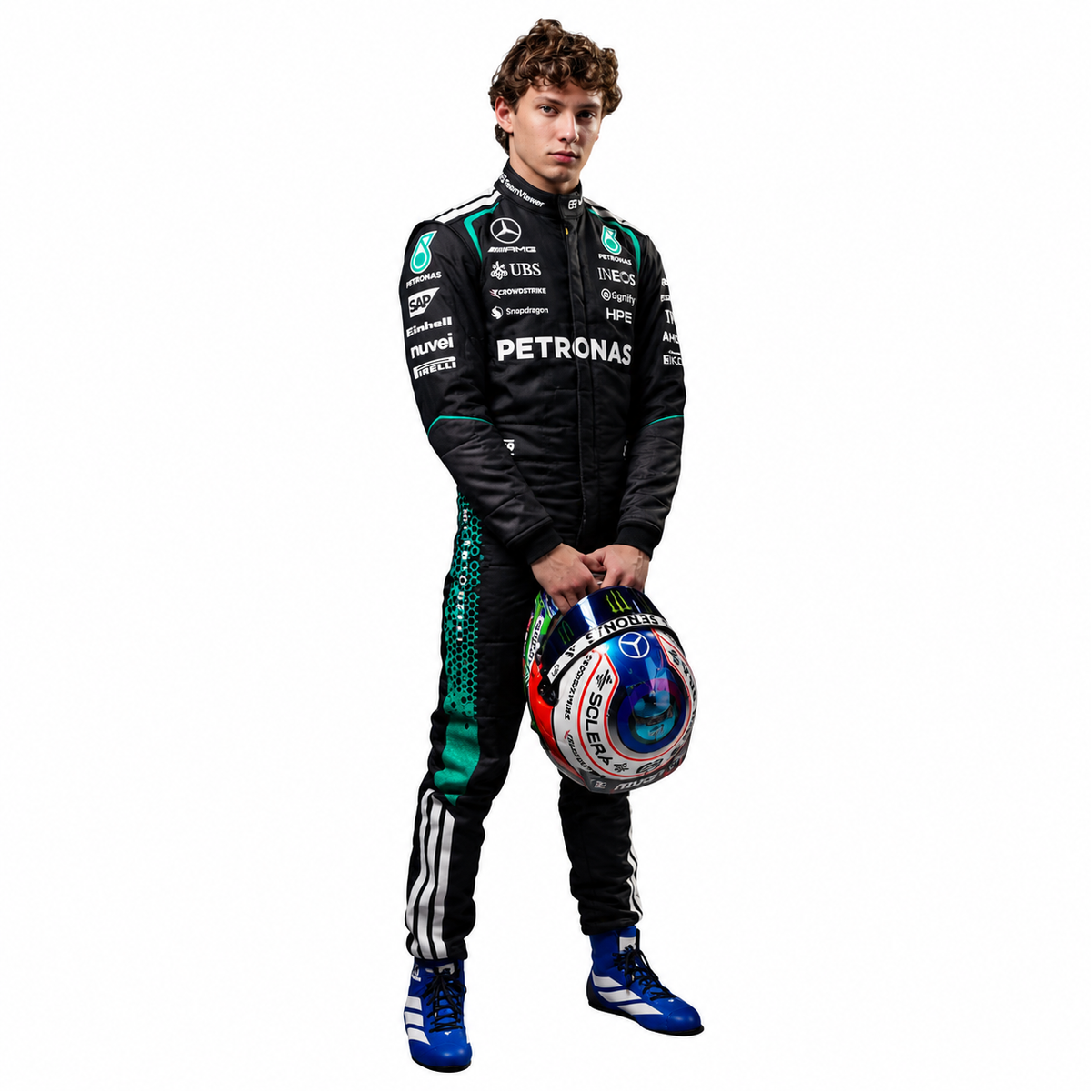 2026 Mercedes Andrea Kimi Antonelli F1 Racing Suit New Edition – Black Petronas Formula 1 Replica Race Suit New Edition – Black Petronas Formula 1 Replica Race Suit