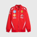 2026 Scuderia Ferrari F1 Team Racing Jacket with various logos on a white background