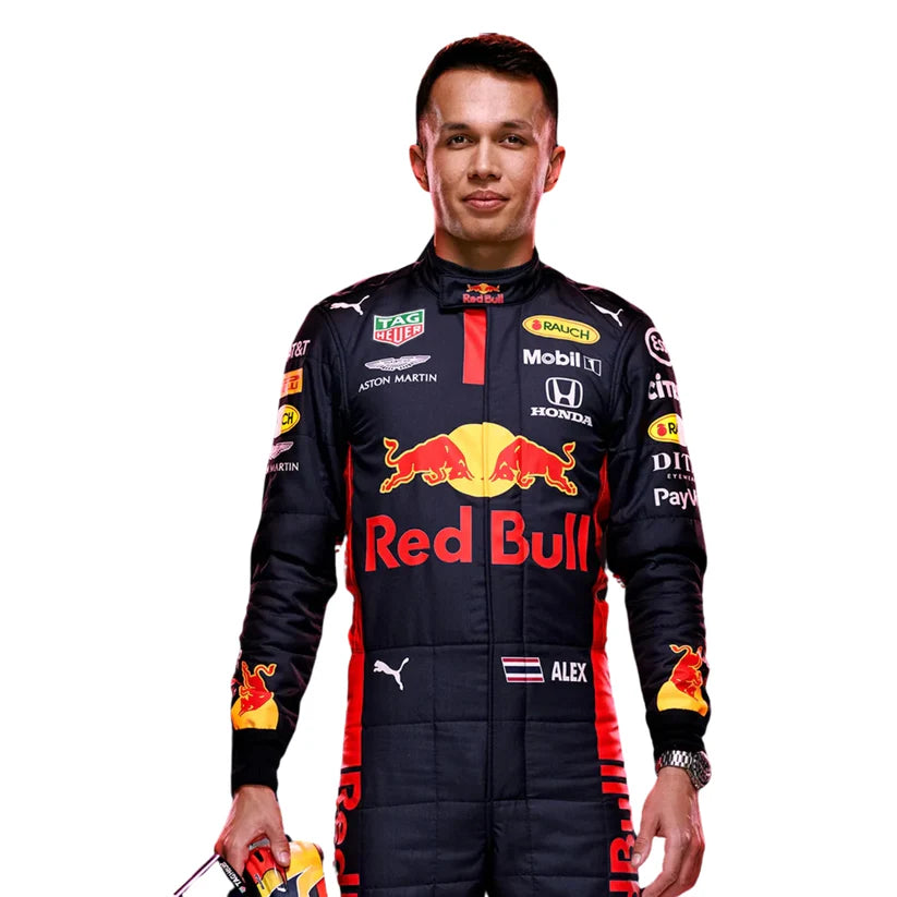 Alexander Albon Red Bull 2020 F1 Racing Suit on a white background