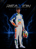 Arvid Lindblad 2026 RB F1 racing suit full body portrait holding helmet with team branding