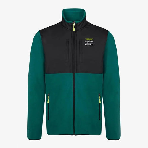 Authentic AMF1 2023 lifestyle track jacket front view featuring team colors and sponsor branding