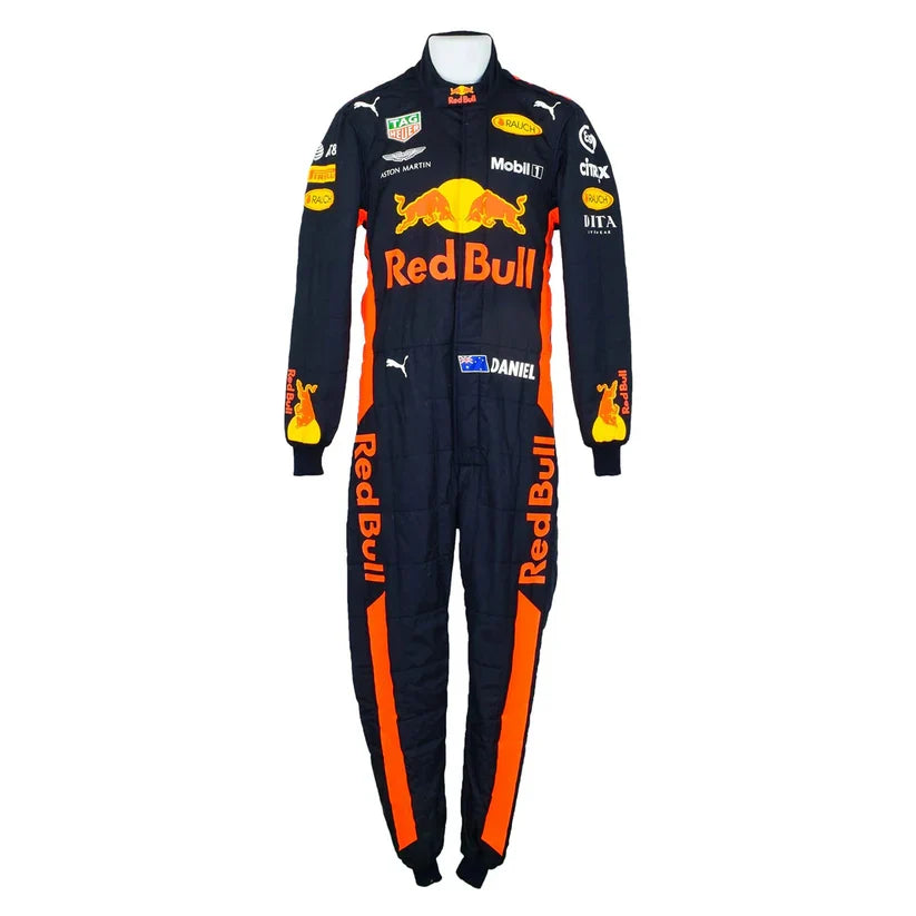 Red Bull racing suit on a white background