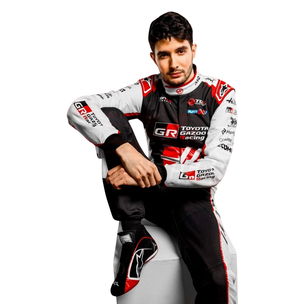 Haas 2026 F1 Racing Suit Esteban Ocon on a white background