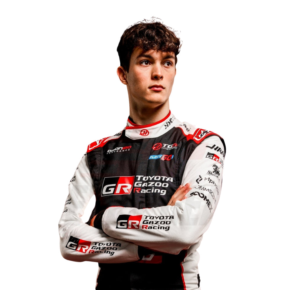 Haas 2026 F1 Racing Suit Oliver Bearman on a white background