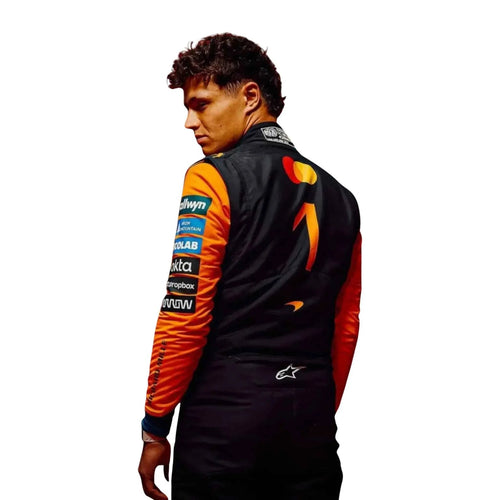 Lando Norris McLaren F1 2026 racing suit back view featuring number 4 and sponsor logos