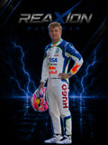 Liam Lawson 2026 RB F1 racing suit full body portrait holding helmet with team branding